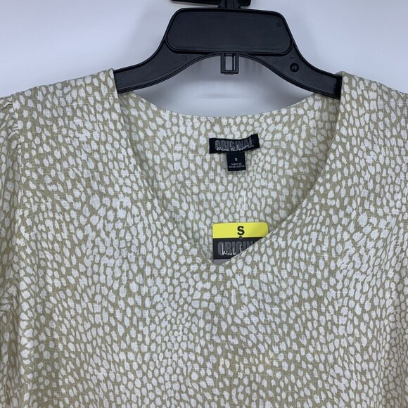 Nicole Miller Dress Linen Blend V Neck Short Sleeve Pleated NWT - Picture 3 of 10